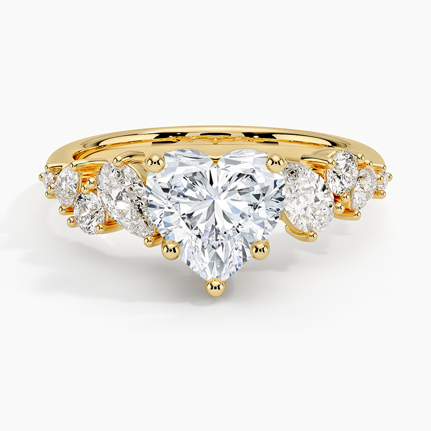 Olivetta Tapered Diamond Ring (1/2 ct. tw.) - Heart Cut Center Stone