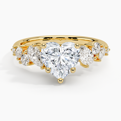 Olivetta Tapered Diamond Ring (1/2 ct. tw.) - Heart Cut Center Stone
