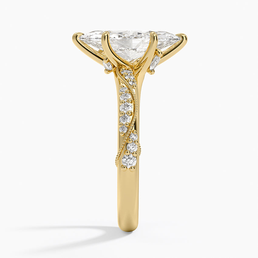 Camellia Hidden Accent 2.5mm Diamond Ring - Marquise Center Stone