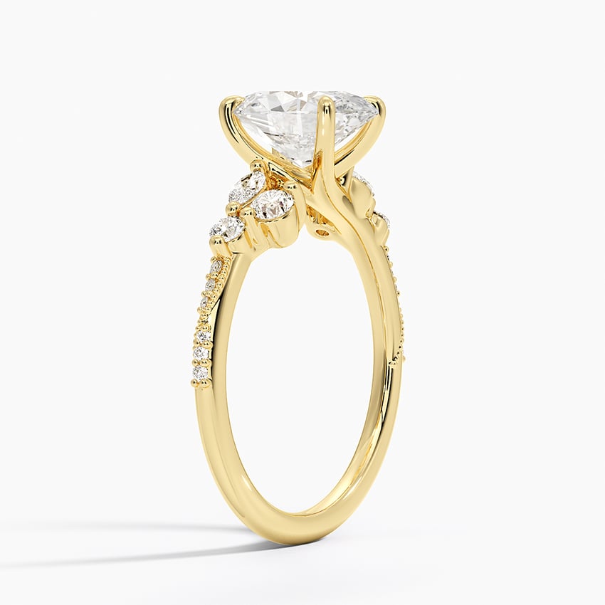 Luxe Camellia Milgrain Diamond Ring - Oval Center Stone