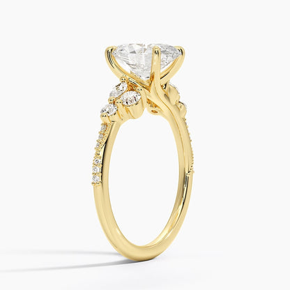 Luxe Camellia Milgrain Diamond Ring - Oval Center Stone