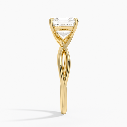 Alya Twist Solitaire Ring - Asscher Cut Center Stone