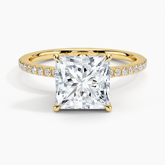 Luxe Petal Diamond Ring - Princess Cut Center Stone