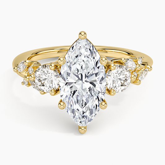 Arden Three Stone Diamond Ring - Marquise Center Stone
