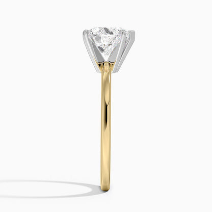 Six-Prong Petite Comfort Fit 1.5mm Solitaire Ring - Heart Center Stone
