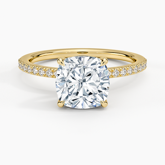 Perfect Fit Half Coverage Diamond Ring - Cushion Cut Center Stone
