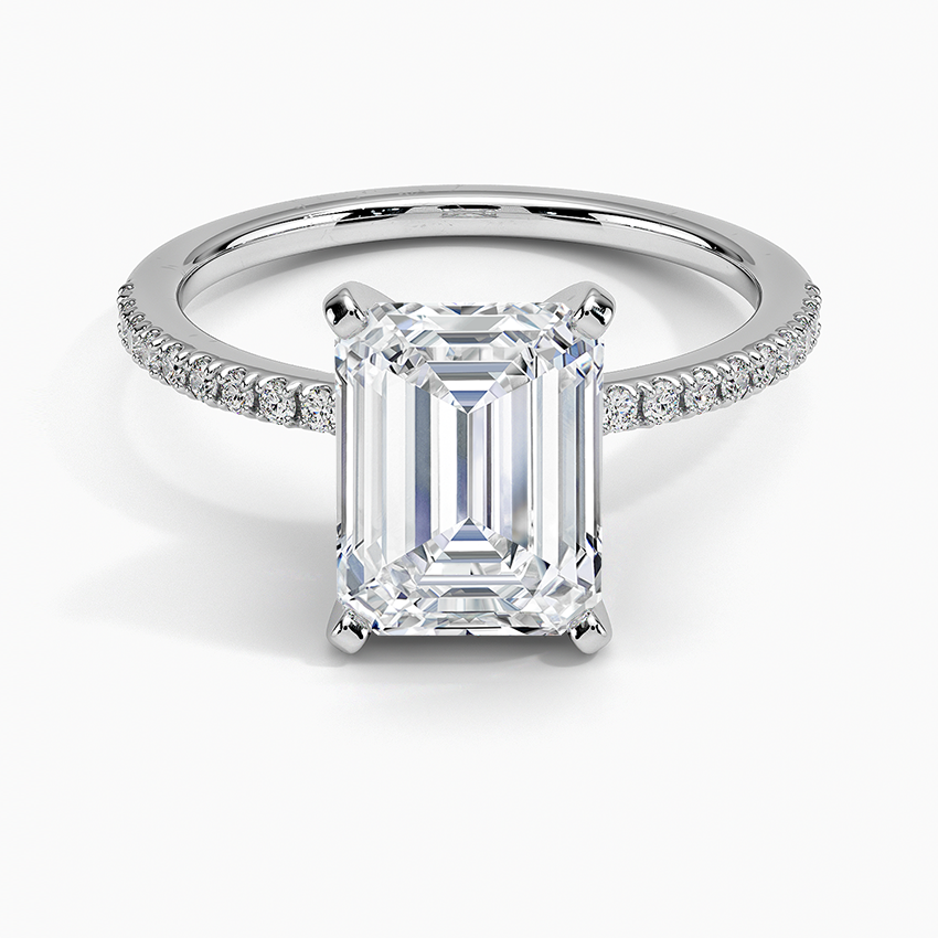 Ballad Half Coverage Diamond Ring (1/8 ct. tw.) - Emerald Cut Center Stone