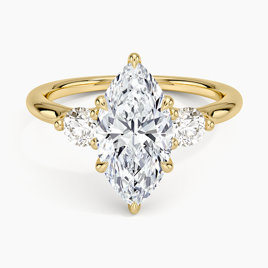 Freesia Three Stone Diamond Ring (1/3 ct. tw.) - Marquise Cut Center Stone