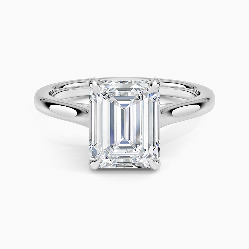 2mm Provence Solitaire Ring - Emerald Cut Center Stone