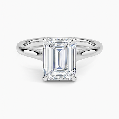 2mm Provence Solitaire Ring - Emerald Cut Center Stone