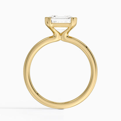 Annika Semi-Bezel Solitaire Ring - Asscher Cut Center Stone