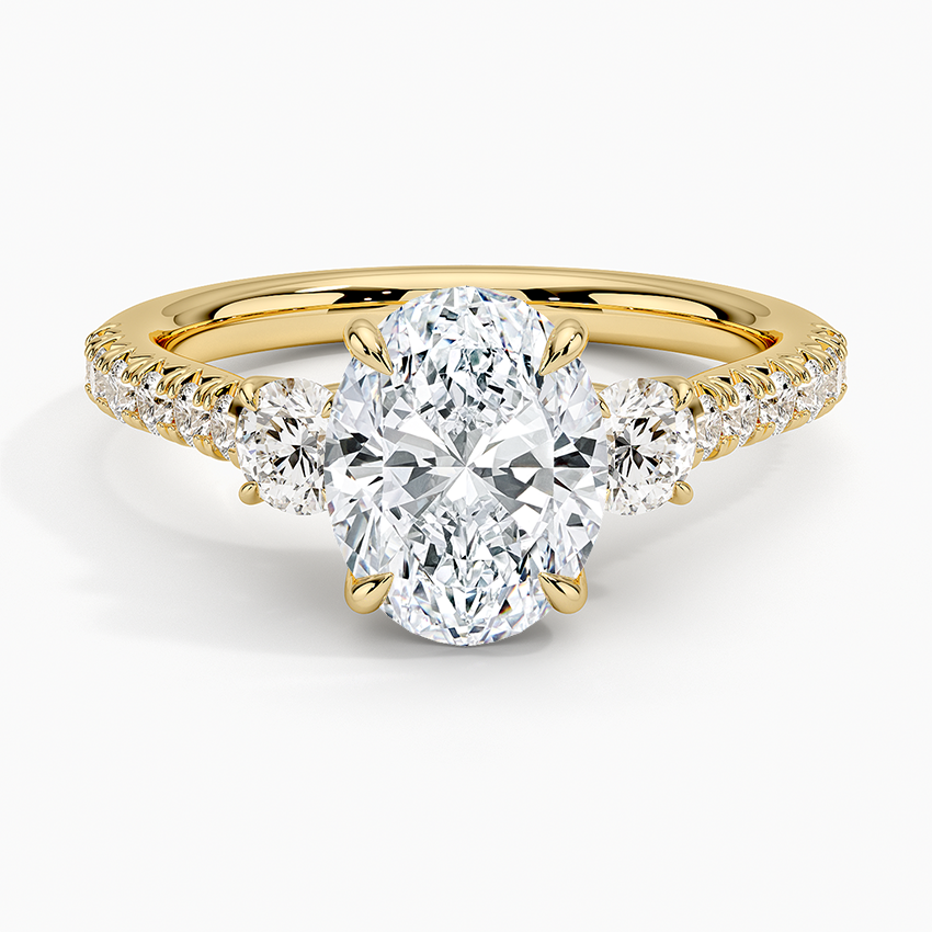 Amelie Three Stone Diamond Ring - Oval Center Stone