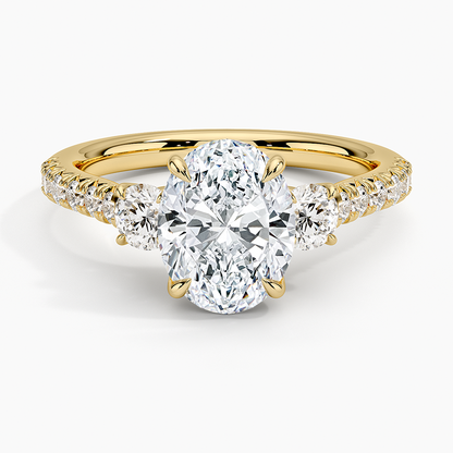 Amelie Three Stone Diamond Ring - Oval Center Stone