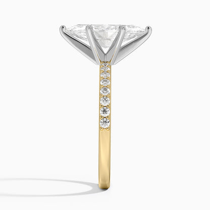 Petite Shared Prong Half Coverage Diamond Ring - Marquise Center Stone