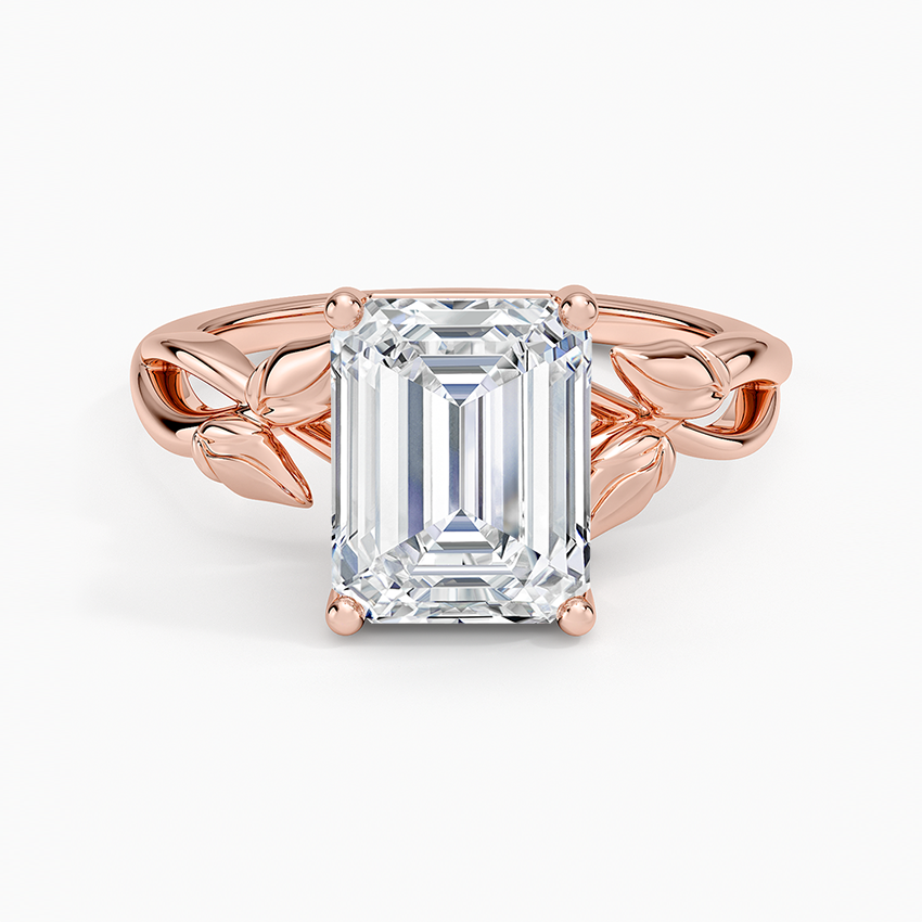 Budding Willow Solitaire Ring - Emerald Cut Center Stone