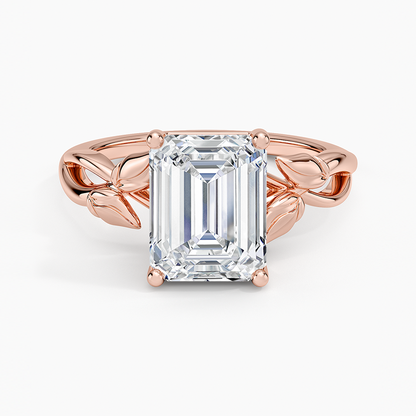 Budding Willow Solitaire Ring - Emerald Cut Center Stone