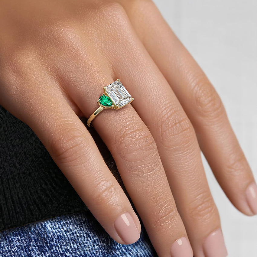 Viridian Toi et Moi Diamond Ring