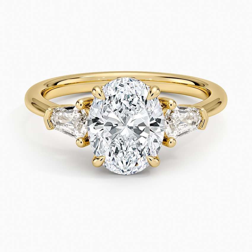 Shield Cut Three Stone Diamond Ring (1/4 ct. tw.) - Oval Center Stone