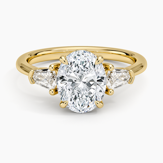 Shield Cut Three Stone Diamond Ring (1/4 ct. tw.) - Oval Center Stone