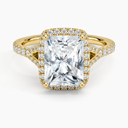 Joy Half Coverage Diamond Ring - Radiant Cut Center Stone