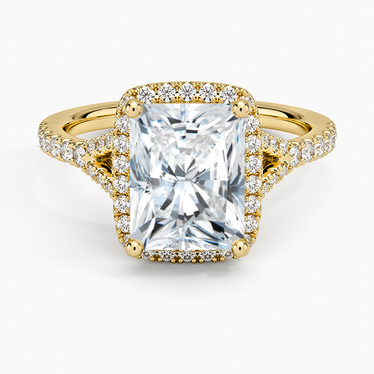 Joy Half Coverage Diamond Ring - Radiant Cut Center Stone