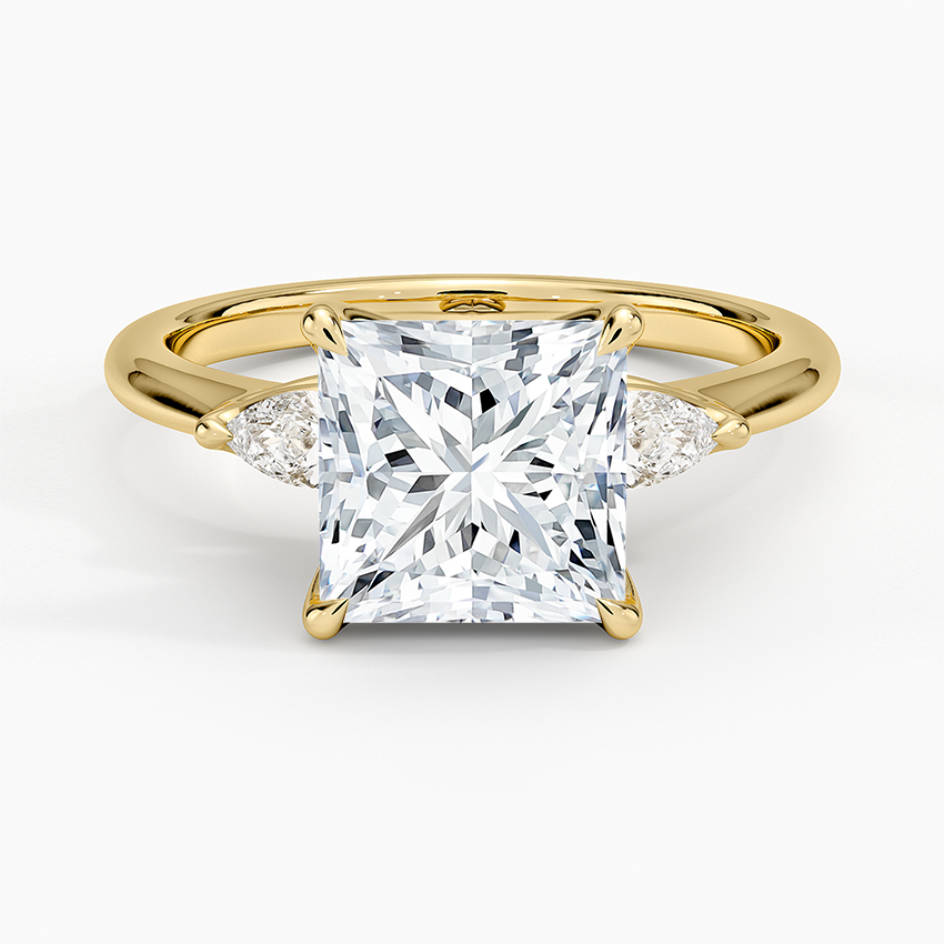 Petite Fleur Three Stone Diamond Ring - Princess Cut Center Stone