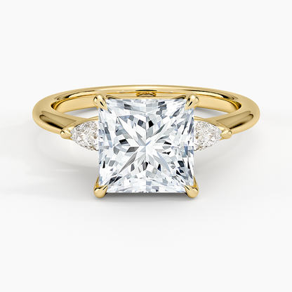 Petite Fleur Three Stone Diamond Ring - Princess Cut Center Stone