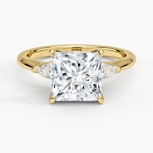 Petite Fleur Three Stone Diamond Ring - Princess Cut Center Stone