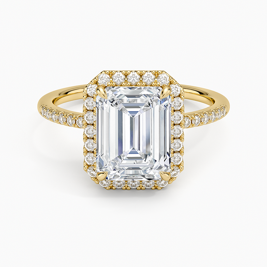 Cambria Halo Diamond Ring - Emerald Cut Center Stone