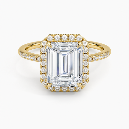 Cambria Halo Diamond Ring - Emerald Cut Center Stone