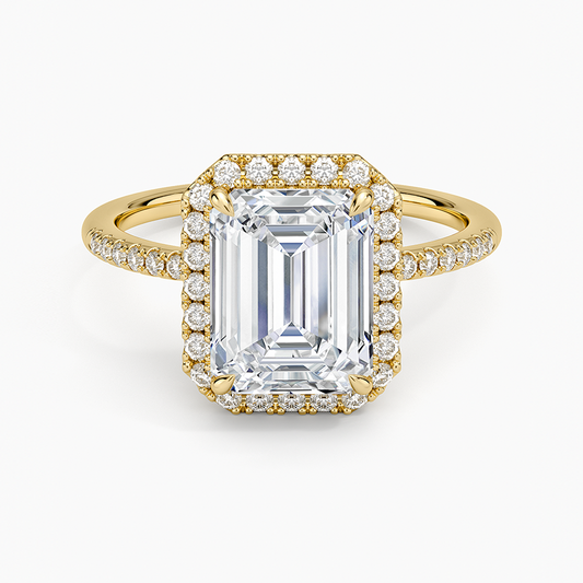 Cambria Halo Diamond Ring - Emerald Cut Center Stone