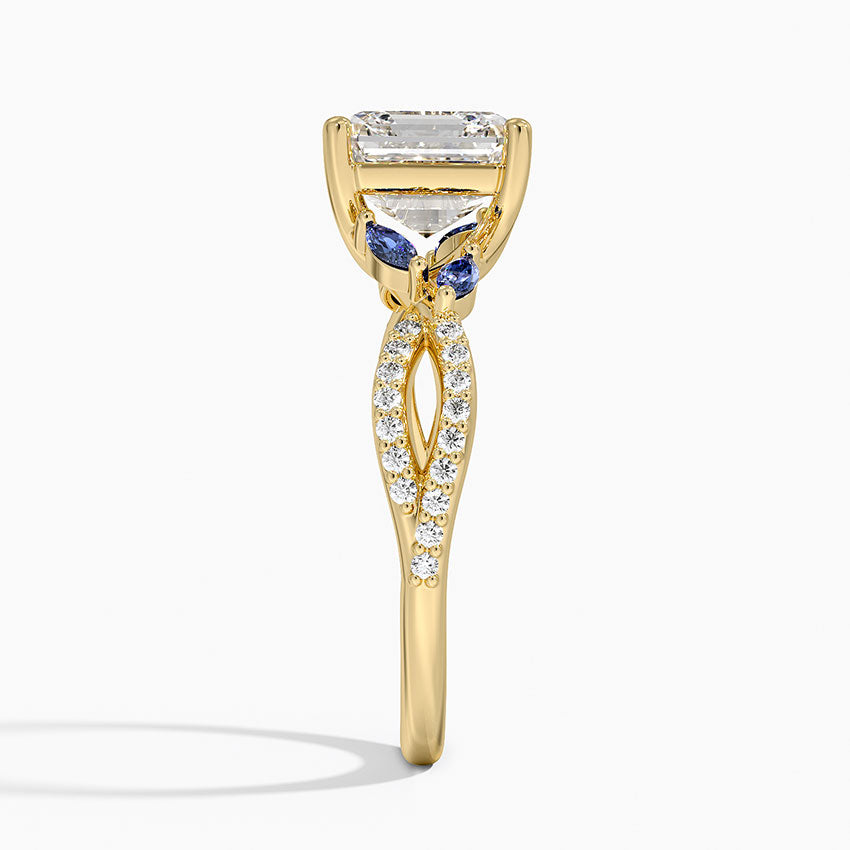 Luxe Willow Sapphire and Diamond Ring (1/8 ct. tw.) - Asscher Cut Center Stone