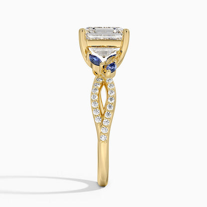 Luxe Willow Sapphire and Diamond Ring (1/8 ct. tw.) - Asscher Cut Center Stone