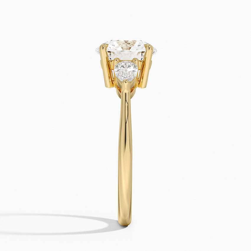 Opera Three Stone Diamond Ring - Round Center Stone