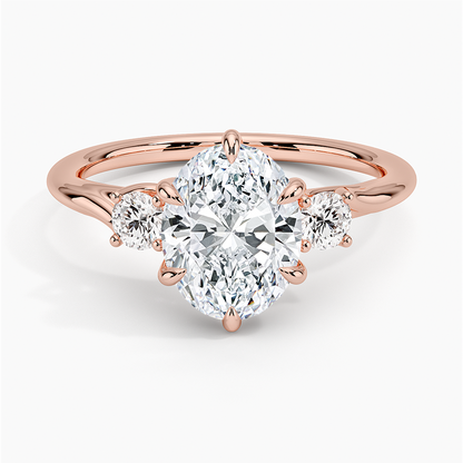 Delilah Three Stone Diamond Ring - Oval Center Stone