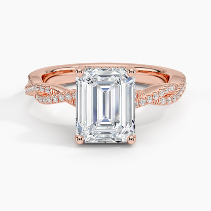Adorned Luxe Petite Twisted Vine Diamond Ring - Emerald Cut Center Stone