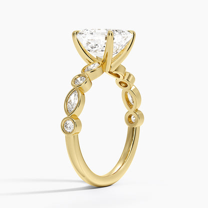 Versailles Bezel Diamond Ring - Asscher Cut Center Stone