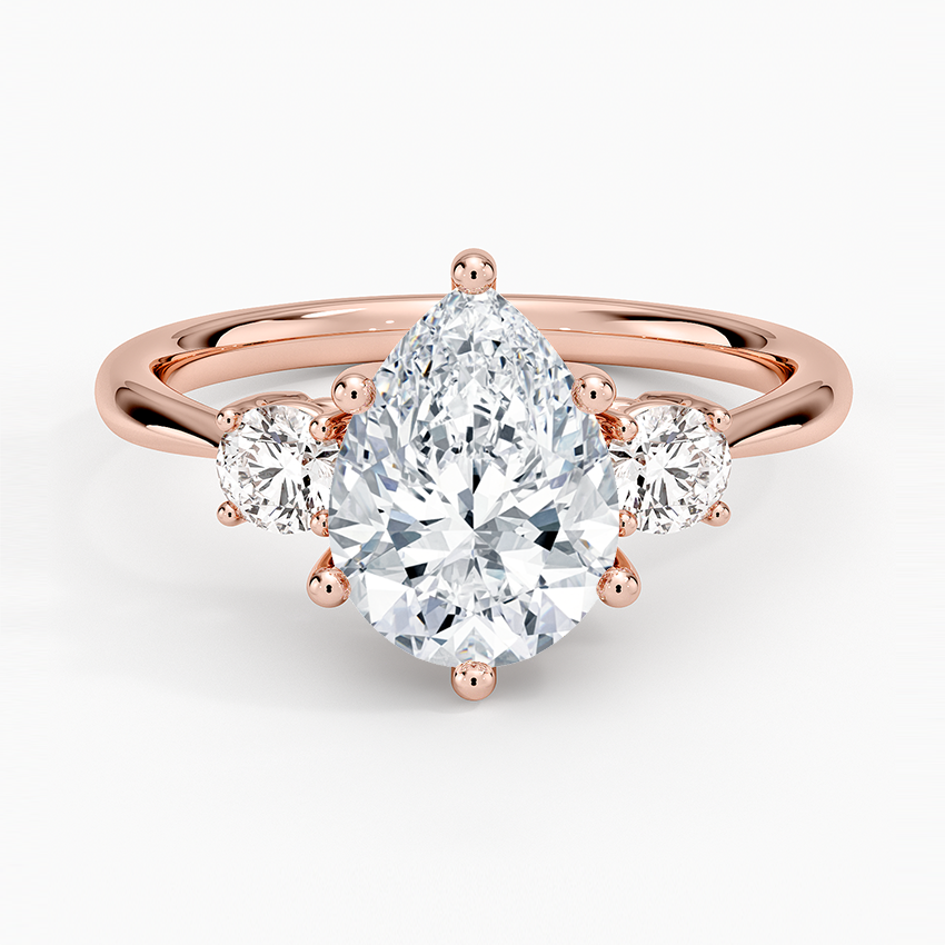 Selene Three Stone Diamond Ring (1/3 ct. tw.) - Pear Center Stone
