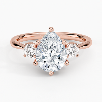Selene Three Stone Diamond Ring (1/3 ct. tw.) - Pear Center Stone