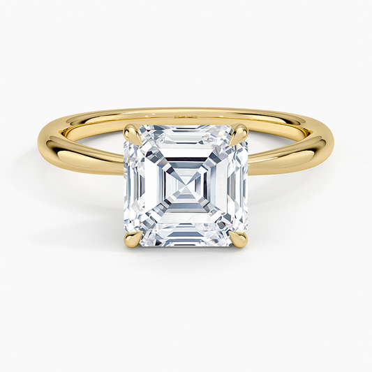 Freesia 2mm Solitaire Ring - Asscher Cut Center Stone