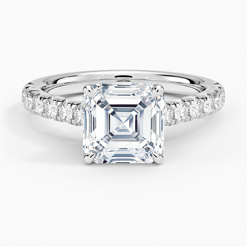 Sienna Half Coverage Diamond Ring - Asscher Cut Center Stone