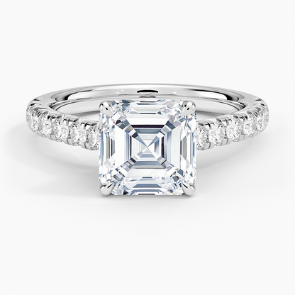 Sienna Half Coverage Diamond Ring - Asscher Cut Center Stone