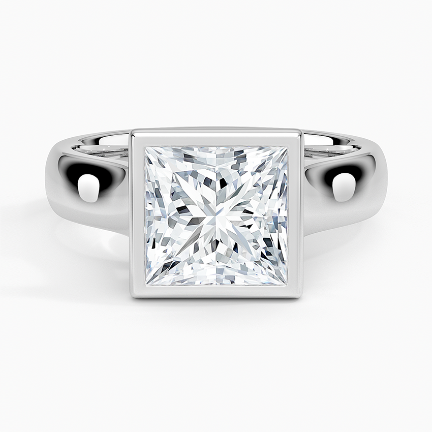 Luna 4mm Bezel Ring - Princess Cut Center Stone