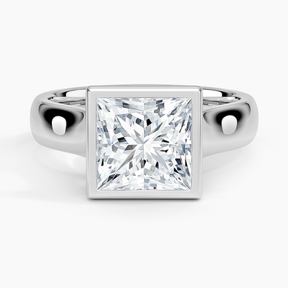 Luna 4mm Bezel Ring - Princess Cut Center Stone