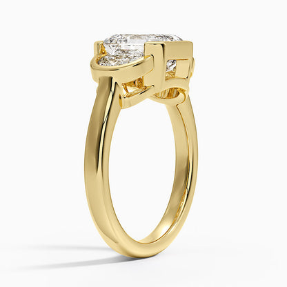 Half Moon Three Stone Bezel Diamond Ring (1/2 ct. tw.) - Asscher Cut Center Stone