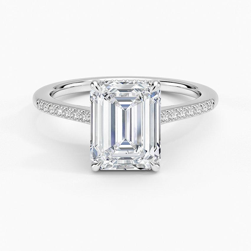 Lissome Half Coverage Diamond Ring - Emerald Cut Center Stone