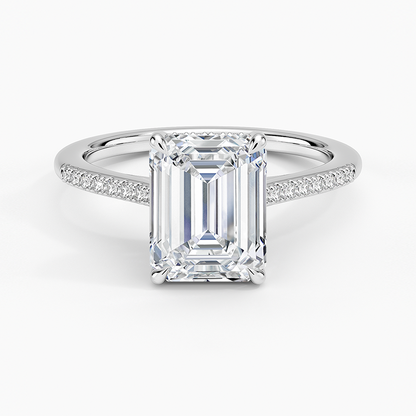 Lissome Half Coverage Diamond Ring - Emerald Cut Center Stone