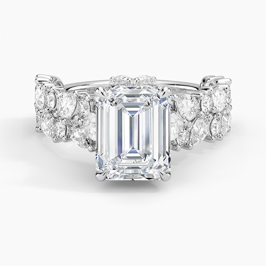 Olivetta Double Row Diamond Ring (2 1/2 ct. tw.) - Emerald Cut Center Stone