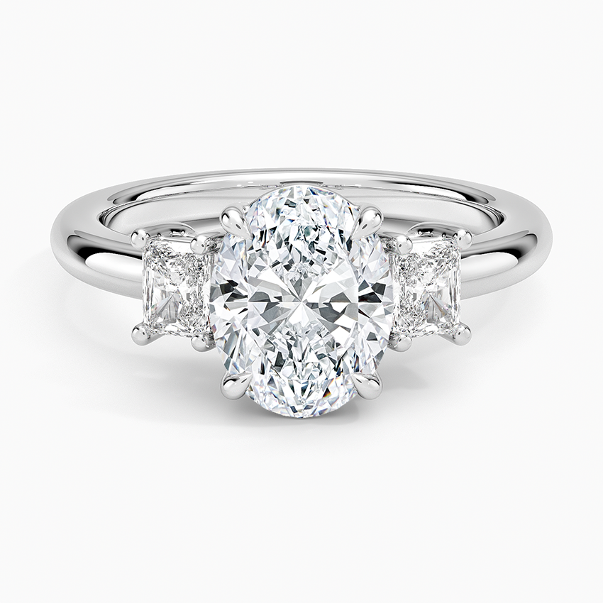 Helena Radiant-Cut Three Stone Diamond Ring (3/8 ct. tw.) - Oval Center Stone