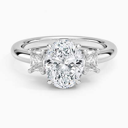 Helena Radiant-Cut Three Stone Diamond Ring (3/8 ct. tw.) - Oval Center Stone
